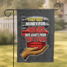 Stylized Bombs Empty Bowl Hand - Social Justice Activist Gift Garden Flag
