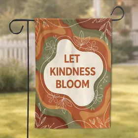 Let Kindness Bloom Quote Floral Leaf Organic Wavy Autumnal - Home Decor Gift Garden Flag