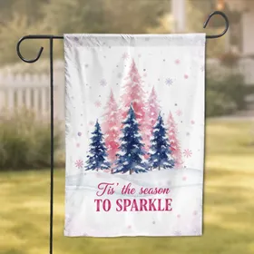 Winter Pine Trees Snowflakes 'Tis The Season TO SPARKLE - Holiday Home Decor Gift Garden Flag