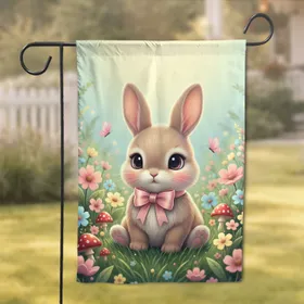 Baby Bunny Wildflowers Garden Butterflies - Spring Home Decor Gift Garden Flag