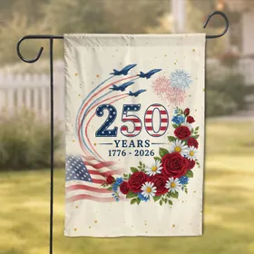 250 Years 1776-2026 American Flag Fighter Jets USA Anniversary Independence Day Garden Flag
