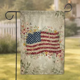 Antique Floral American Flag - Independence Day Home Decor Gift for Families Garden Flag