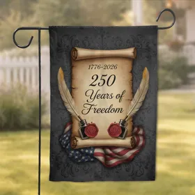 Antique Parchment Scroll 1776-2026 American Flag - USA 250 Years of Freedom Garden Flag