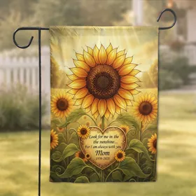 Custom Year Stained Glass Sunflower Heart Plaque Garden Sunshine Remembrance Gift for Mom Garden Flag