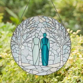 Abstract Figures Winter Trees Snowflake Mosaic Home Decor Gift Stained Glass Suncatcher