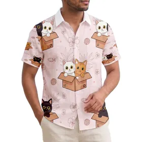 Tropical Cats Cardboard Boxes Hibiscus - Cat Lover Home Decor Gift Hawaiian Shirt