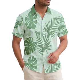 Dense Palm Fronds Broad Tropical Leaves Prominent Venation - Island Lifestyle Home Decor Gift Hawaiian Shirt