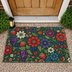 Tapestry Garden Strawberry Blueberry Raspberry Grape Floral - Home Decor Gift Doormat