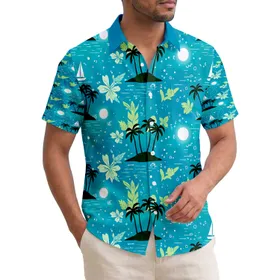 Black Palm Trees Sailboats Ocean Waves Tropical Flowers - Tropical Travel Essential Hawaiian Shirt