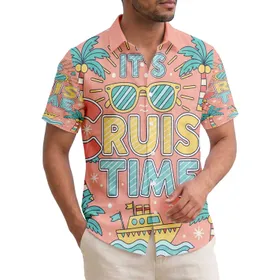 It's Cruise Time Boat Palm Tree Flags Sunglasses Sun Rays - Vacation Trip Travel Essentials Hawaiian Shirt