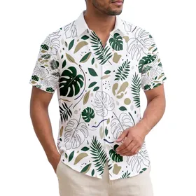 Monstera Palm Frond Botanical Leaves Organic Shapes - Everyday Home Decor Gift Hawaiian Shirt
