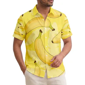 Ripe Golden Yellow Bananas Banana Leaves - Lush Tropical Island Vacation Home Decor Gift Hawaiian Shirt