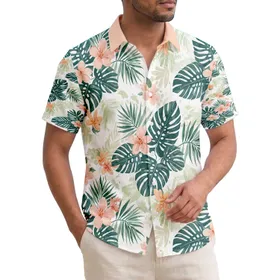 Tropical Palm Fronds Broad Leaves Abstract Flowers - Vacation Travel Home Decor Gift Hawaiian Shirt
