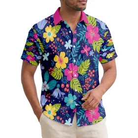Assorted Tropical Blooms Foliage Berry Clusters and Dots - Home Decor Gift Hawaiian Shirt