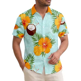 Hibiscus Coconut Drink Palm Fronds Beach Umbrella - Tropical Vacation Gift for Beach Lover Hawaiian Shirt