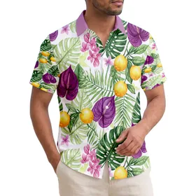 Purple Anthurium Palm Frond Citrus Blossom - Tropical Lifestyle Gift Hawaiian Shirt