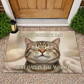 Realistic Tabby Cat Happy Father's Day Best Dad - Father's Day Gift for Dad Doormat