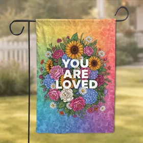 You Are Loved Sunflowers Peonies Wildflower Garden - Home Decor Gift for Loved Ones Garden Flag