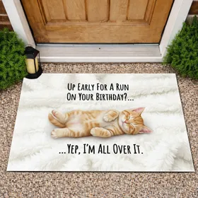 Sleeping Orange Tabby Kitten Funny Birthday Gift For Cat Lover Doormat