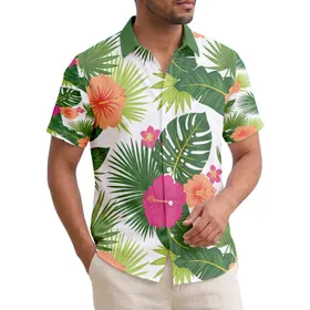 Pink Peach Hibiscus Tropical Banana Monstera Palm Leaves - Home Decor Gift Hawaiian Shirt