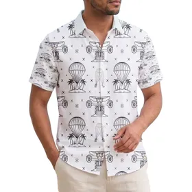 Jeeps Airplanes Parachutes Tropical Palm Trees - Adventure Travel Gift Hawaiian Shirt