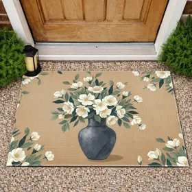Lush Blossom Bouquet Ceramic Vase - Rustic Farmhouse Home Decor Doormat