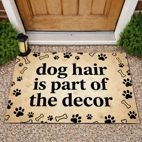 Dog Hair Decor Phrase Paw Prints Bones - Pet Home Decor Gift for Dog Lovers Doormat