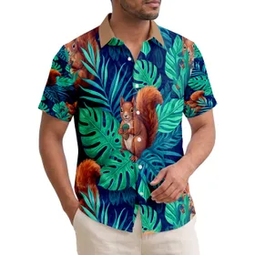 Brown Squirrels Acorns Tropical Palm Fronds - Wildlife Lover Gift Hawaiian Shirt