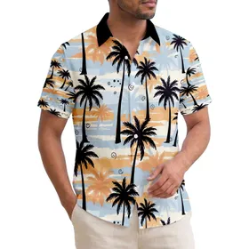 Black Silhouette Palm Trees Layered Tropical Horizon Home Decor Gift Hawaiian Shirt