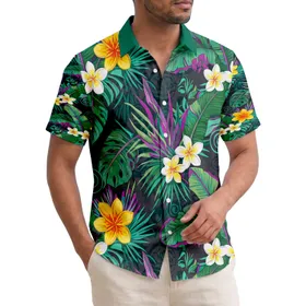 Plumeria Palm Fronds Banana Leaf Foliage - Tropical Home Decor Gift for Plant Lovers Hawaiian Shirt