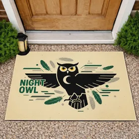 Black Owl Night Owl - Home Decor Gift for Night Owl Lover Doormat