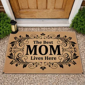 Best MOM Swirling Floral Vines Rustic Farmhouse Decor Gift for Mom Doormat