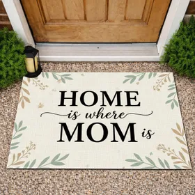 Home Is Where Mom Is Text Botanical Sprigs Mothers Day Gift Doormat