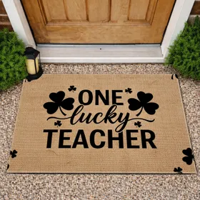 One Lucky Teacher Four-Leaf Clover - Teacher Appreciation Gift Doormat