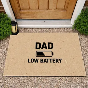 DAD Black Outline Low Battery Icon - Fathers Day Gift Home Decor for Dad Everyday Use Doormat