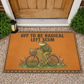 Frog Bicycle Cat Daisies Geometric Border Home Decor Gift Doormat
