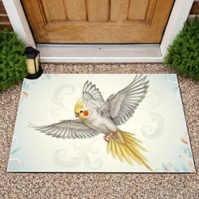 Cockatiel Bird Flight Feathers Botanical - Wildlife Lover Home Decor Gift Doormat