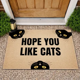 Hope You Like Cats Black Cat Heads Peeking - Home Decor Gift for Cat Lover Doormat