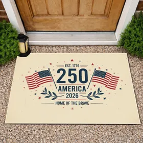 American Flag 250 1776 Home of the Brave - USA 250th Anniversary Independence Day Gift Doormat