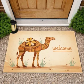 Camel Welcome Flower - Housewarming Home Decor Gift Doormat