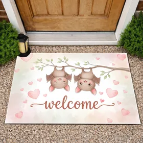 Cartoon Bats Welcome Hearts - Home Decor Gift for Bat Lover Doormat