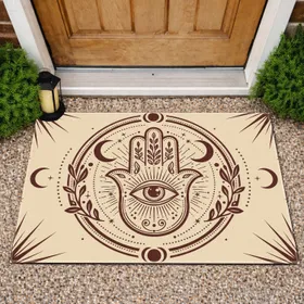 Mystical Hamsa Hand All-Seeing Eye Celestial Moons - Home Decor Gift Doormat