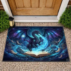 Cosmic Dragon Ancient Book - Fantasy Home Decor Gift for Dragon Lover Doormat