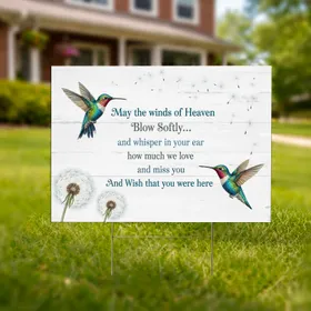 Heaven Winds Memorial Poem Hummingbird Dandelion Seeds - Loss Bereavement Sympathy Gift Yard Sign