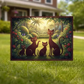 Playful Weathered Cat Silhouettes Garden - Cat Lover Home Decor Gift Yard Sign