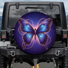 Iridescent Filigree Butterfly Amethyst Jewel - Wildlife Lover Gift Spare Tire Cover
