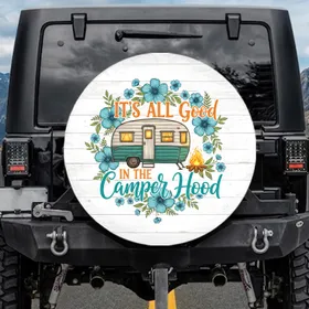 It's All Good Camper Trailer Campfire - Camping Adventure Gift for RV Owners Spare Tire Cover