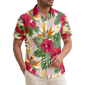 Lush Tropical Hawaiian Hibiscus Bird of Paradise Anthurium Foliage - Home Decor Gift Hawaiian Shirt