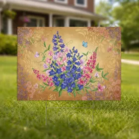 Bellflower Sweet Pea Wildflowers Butterfly - Home Decor Gift for Gardeners and Nature Lovers Yard Sign