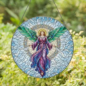 Graceful Angel Golden Halo - Home Decor Gift for Angel Lover Stained Glass Suncatcher